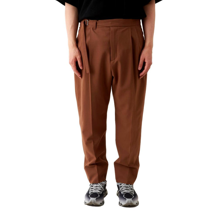 WHITE MOUNTAINEERING 2 TUCKED WIDE TAPERED PANTS-BROWN