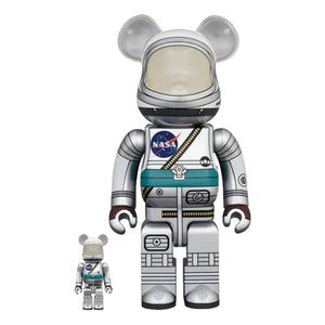 MEDICOM TOY BE@RBRICK 100% & 400% PROJECT MERCURY ASTRONAUT-WHITE