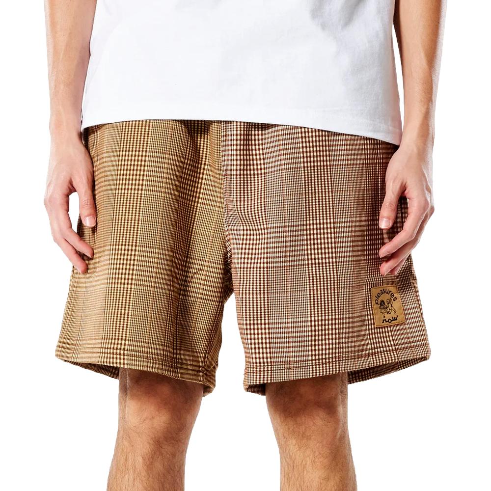 PLEASURES CHASE PLAID SHORTS-BROWN