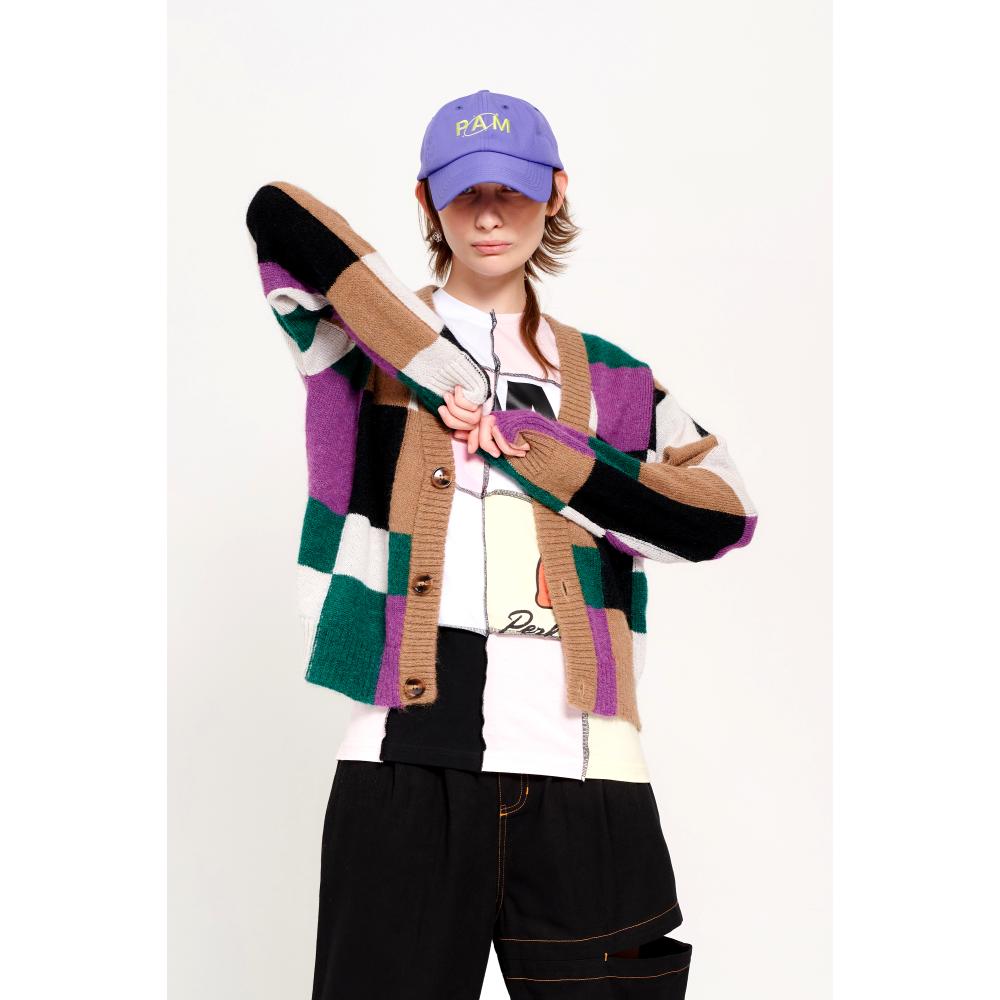 PERKS AND MINI COMMUNAL FIELDS KNITTED MOHAIR CARDIGAN-MULTI