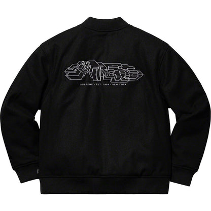 SUPREME DELTA LOGO VARSITY JACKET-BLACK
