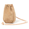 HOBO DRAWSTRING POUCH MINI COW SUEDE-BEIGE