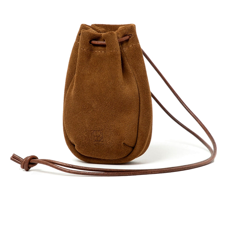 HOBO DRAWSTRING POUCH MINI COW SUEDE-CAMEL