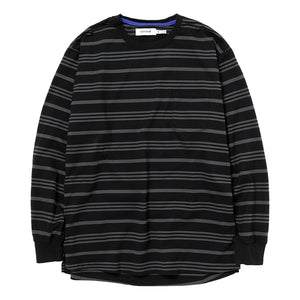 NONNATIVE DWELLER L/S TEE COTTON JERSEY BORDER-BLACK