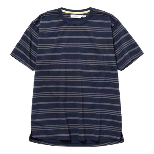 NONNATIVE DWELLER S/S TEE COTTON JERSEY BORDER-NAVY