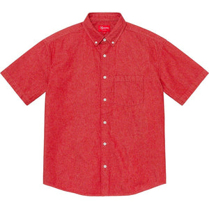 SUPREME EMBOSSED DENIM SS SHIRT-RED