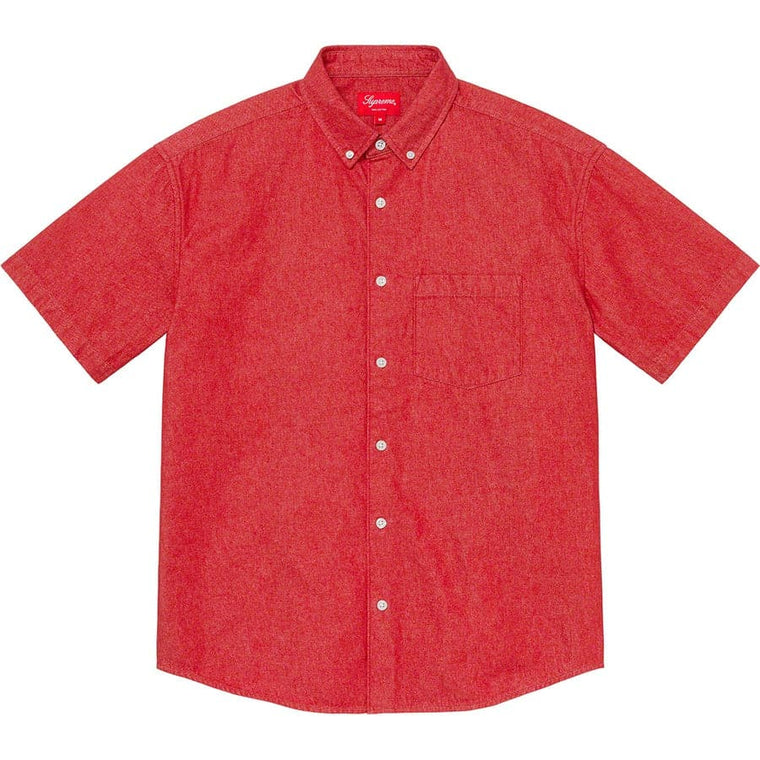 SUPREME EMBOSSED DENIM SS SHIRT-RED