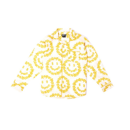 CHINA TOWN MARKET FLORAL SMILEY SHIRT PAJAM-WHITE