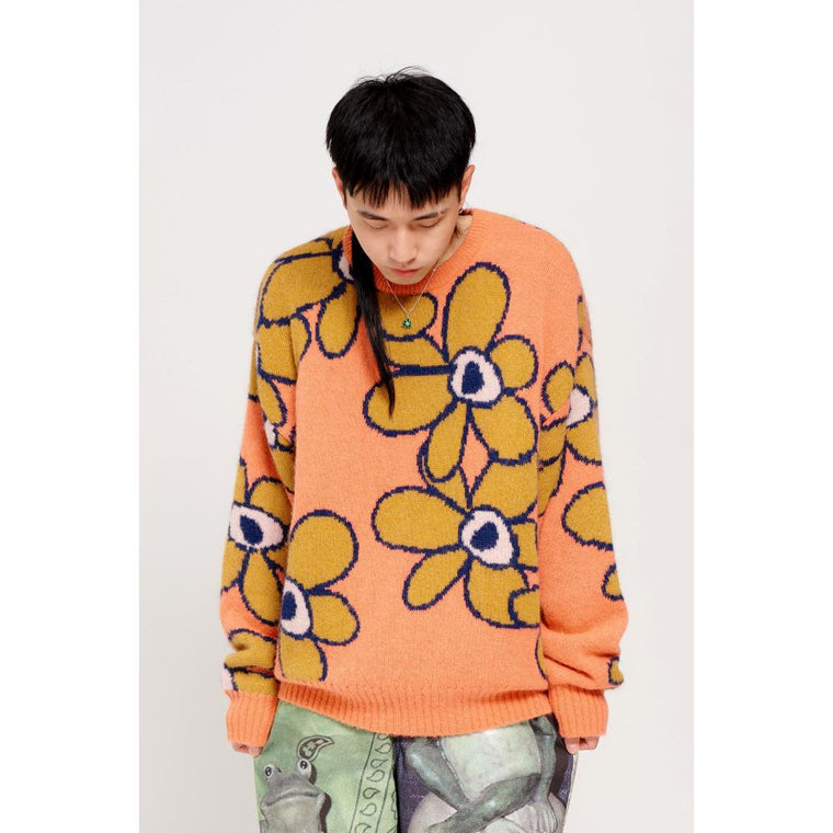 PERKS AND MINI G.L. DR. OCTAGON KNITTED MOHAIR JUMPER-ORANGE