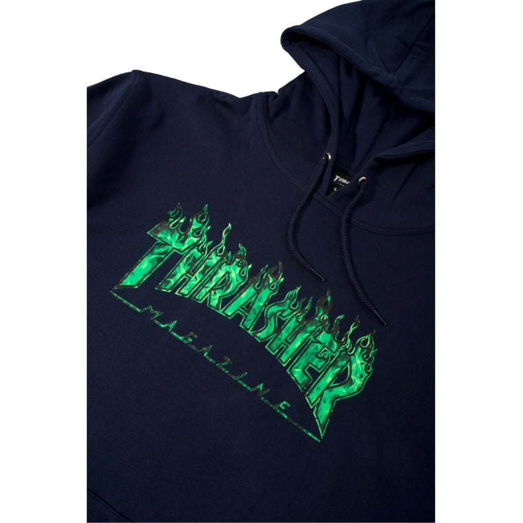 THRASHER(JAPAN) GHOST FLAME HOODED-NAVY