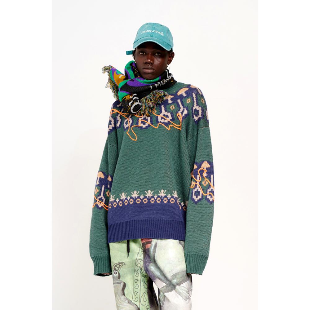 PERKS AND MINI GOOD LIFE FAIR ISLE KNITTED JUMPER-GREEN