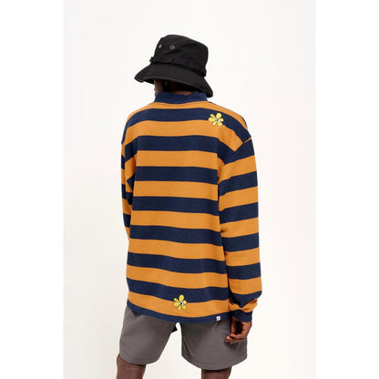 PERKS AND MINI GROW WITH THE FLOW STRIPE MOCK NECK LS TOP-NAVY