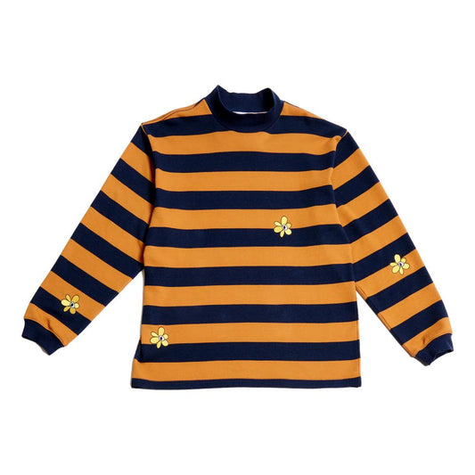 PERKS AND MINI GROW WITH THE FLOW STRIPE MOCK NECK LS TOP-NAVY
