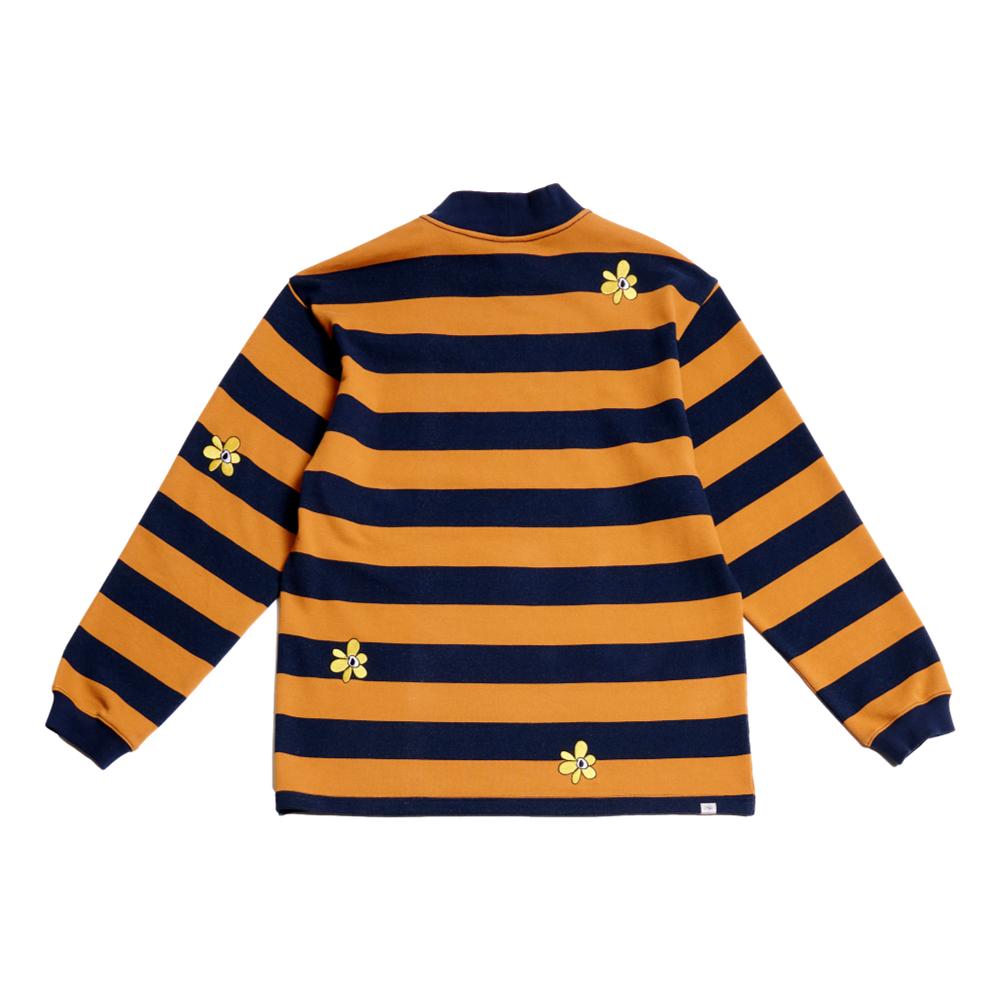 PERKS AND MINI GROW WITH THE FLOW STRIPE MOCK NECK LS TOP-NAVY