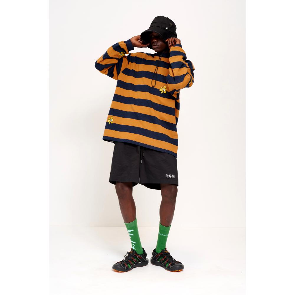 PERKS AND MINI GROW WITH THE FLOW STRIPE MOCK NECK LS TOP-NAVY