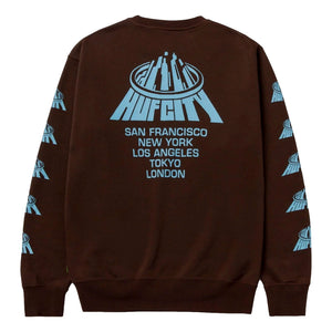 HUF HUF CITY CREWNECK-CHOCOLATE