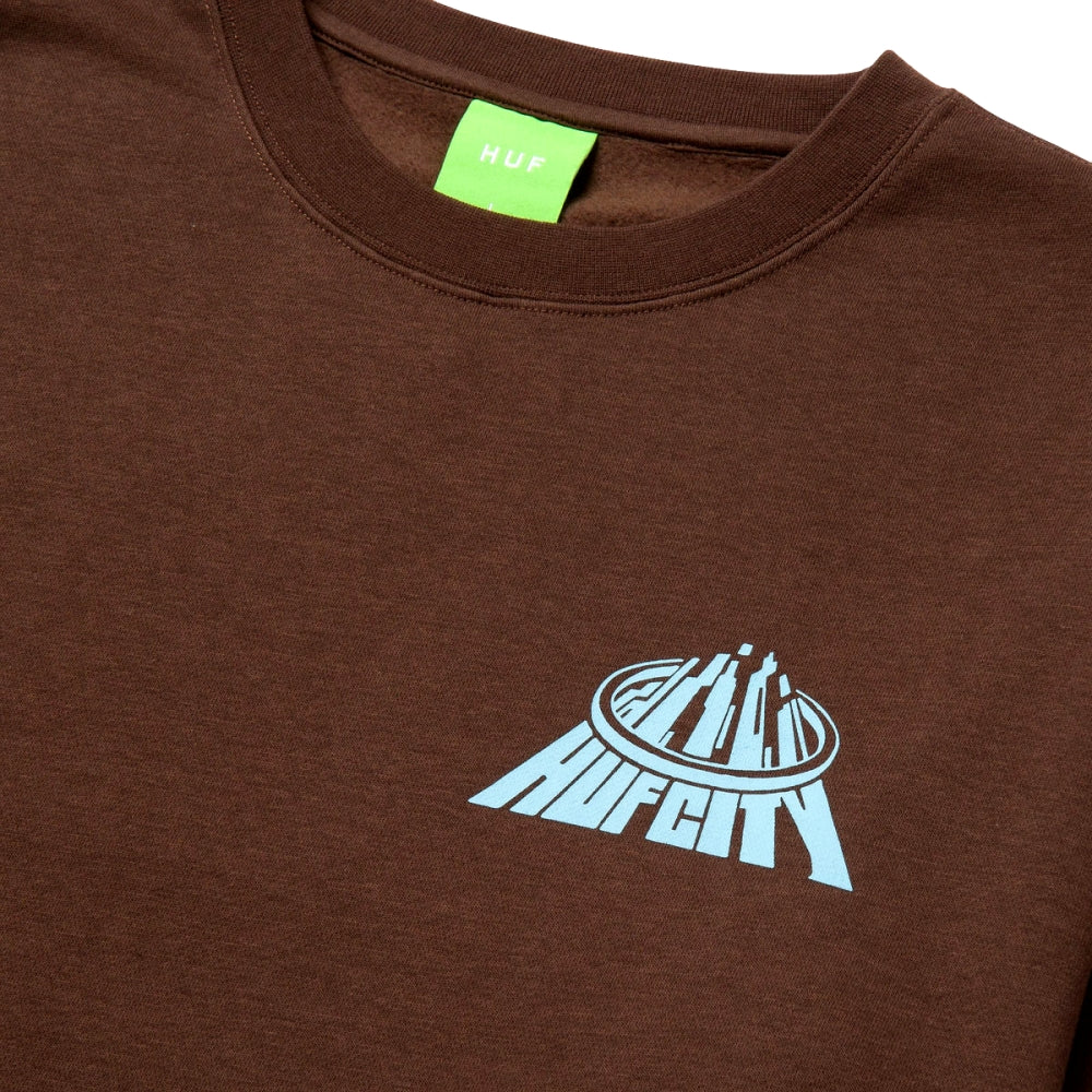 HUF HUF CITY CREWNECK-CHOCOLATE