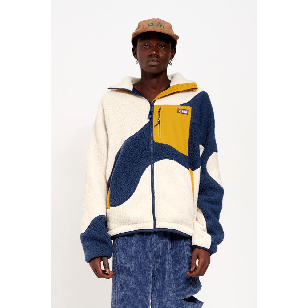 PERKS AND MINI LIVE ON EARTH RECYCLED SHEARLING JACKET-NAVY