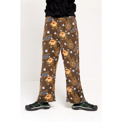 PERKS AND MINI METALLIC FLORAL VELOUR LEISURE PANTS-MULTI