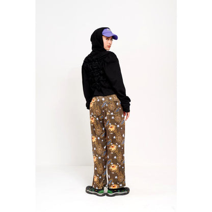 PERKS AND MINI METALLIC FLORAL VELOUR LEISURE PANTS-MULTI