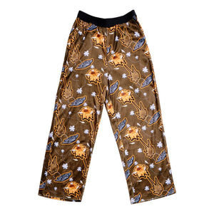 PERKS AND MINI METALLIC FLORAL VELOUR LEISURE PANTS-MULTI