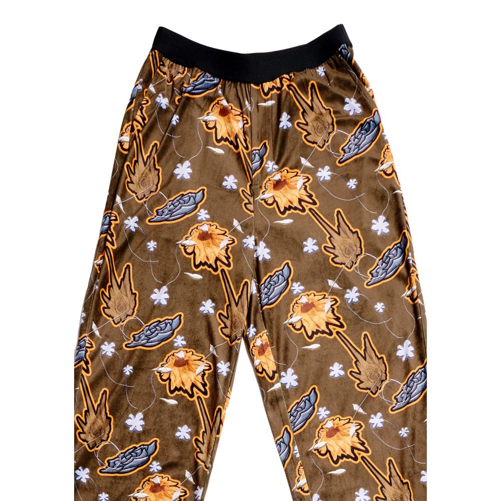 PERKS AND MINI METALLIC FLORAL VELOUR LEISURE PANTS-MULTI
