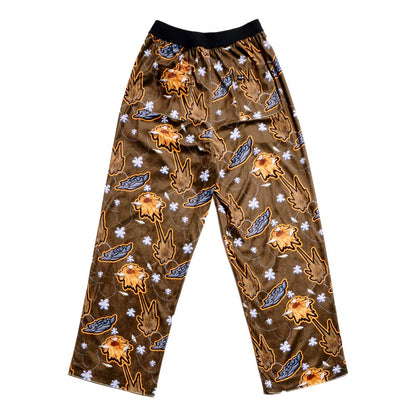PERKS AND MINI METALLIC FLORAL VELOUR LEISURE PANTS-MULTI
