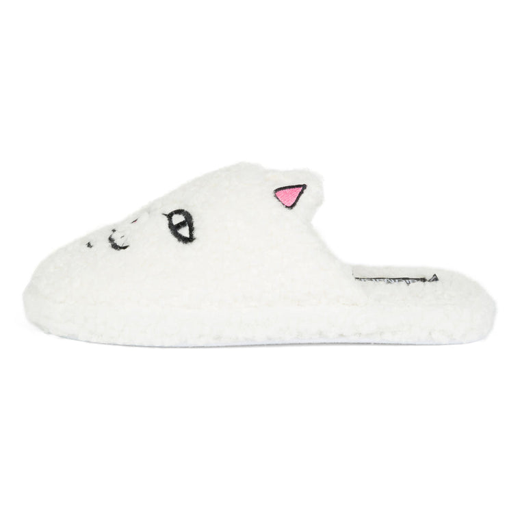 RIPNDIP NERM FACE FUZZY HOUSE SLIPPERS-WHITE