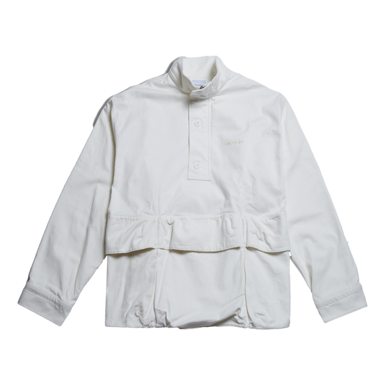 OPEN DIALOGUE MULTI BAG SHIRT WITH ZIPPERS-WHITE