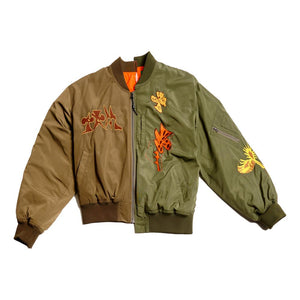 PERKS AND MINI SPACE BLOSSOMS SPLIT BOMBER JACKET-OLIVE