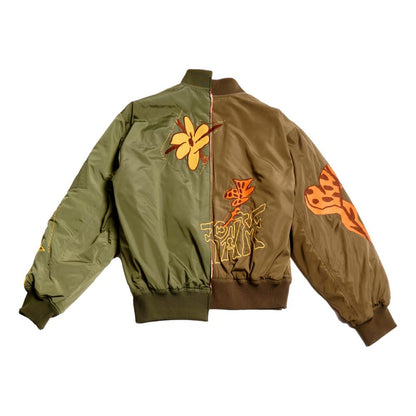 PERKS AND MINI SPACE BLOSSOMS SPLIT BOMBER JACKET-OLIVE