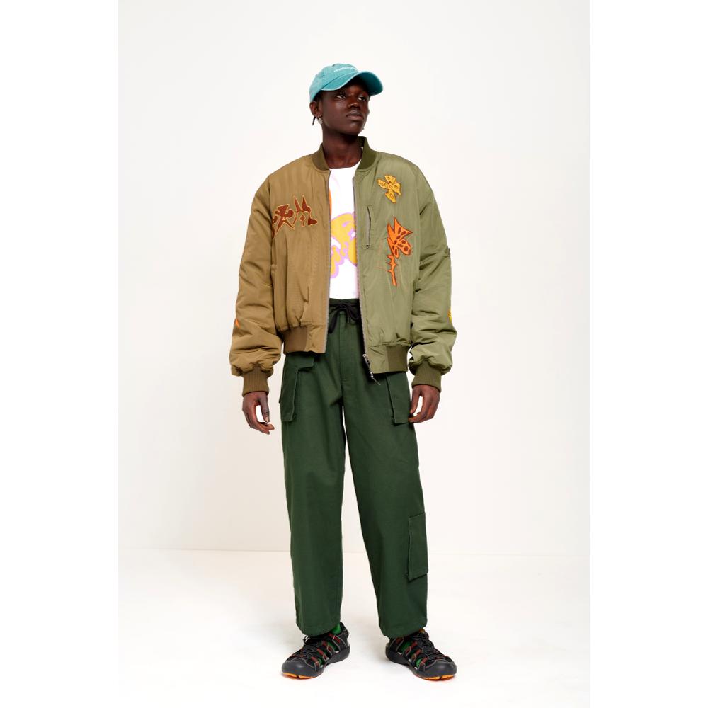 PERKS AND MINI SPACE BLOSSOMS SPLIT BOMBER JACKET-OLIVE