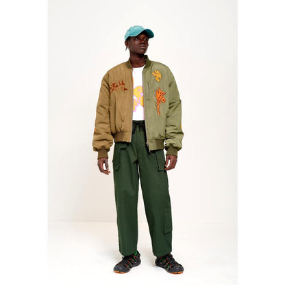 PERKS AND MINI SPACE BLOSSOMS SPLIT BOMBER JACKET-OLIVE