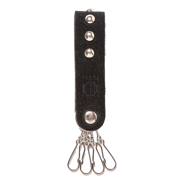 HOBO STUDDED KEY RING COW SUEDE-BLACK