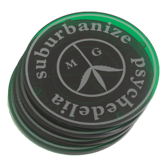 Mister Green SUBURBANIZE PSYCHEDELIA BONG COASTER (4 PACK)-GREEN