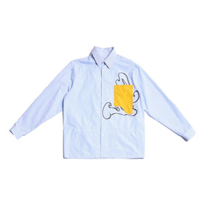 PERKS AND MINI THE ART OF GOING OVER BLUE AND WHITE STRIPE LS SHIRT-LIGHT BLUE