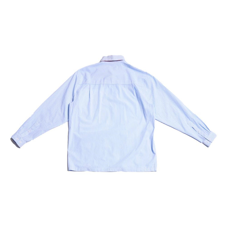 PERKS AND MINI THE ART OF GOING OVER BLUE AND WHITE STRIPE LS SHIRT-LIGHT BLUE