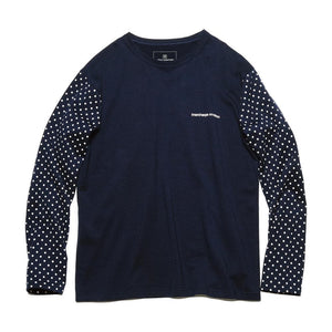UNIFORM EXPERIMENT L/S DOT SLEEVE TEE-NAVY